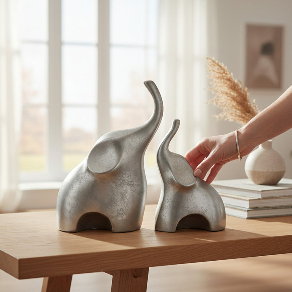 Set Elefantes Mama Hijo Plata