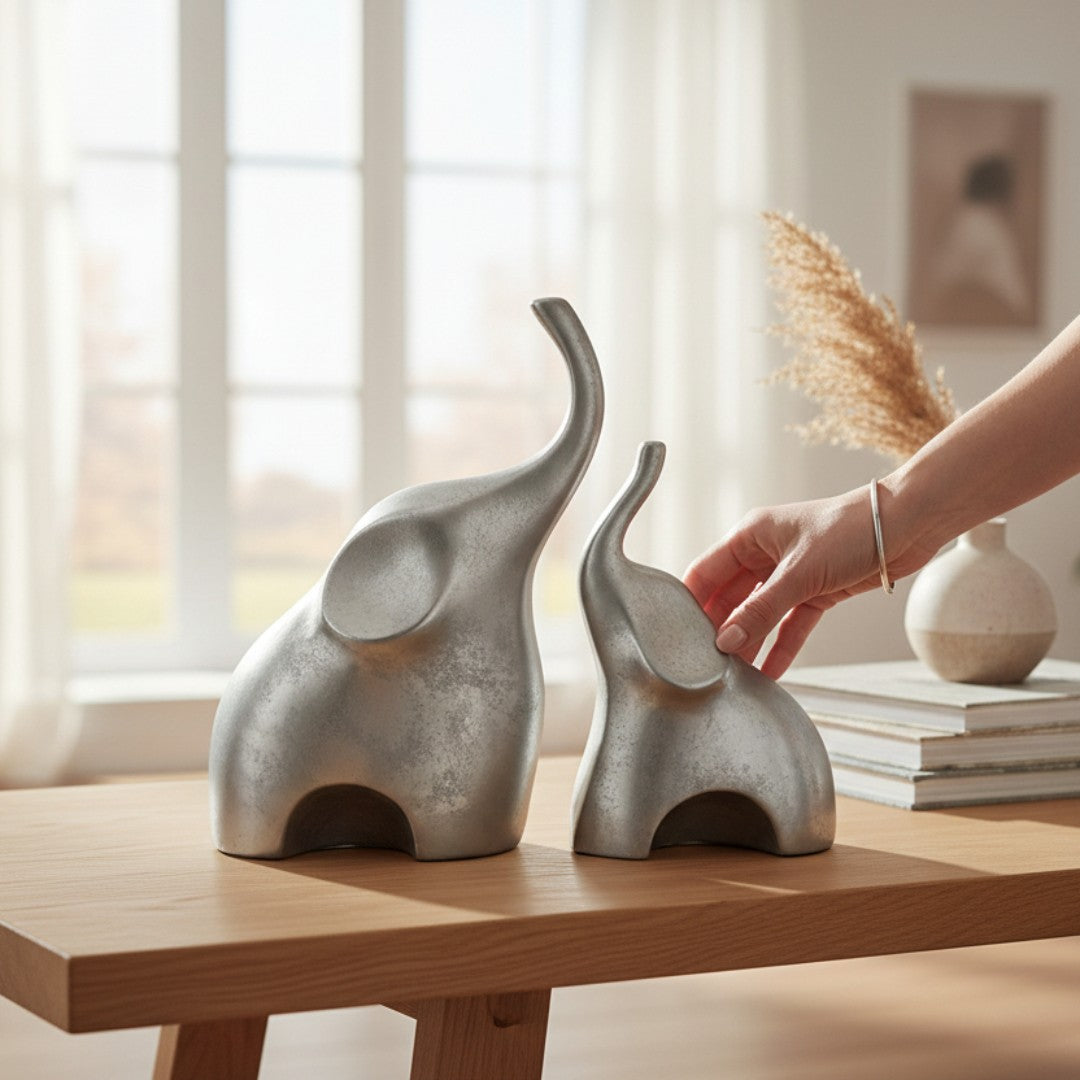 Set Elefantes Mama Hijo Plata